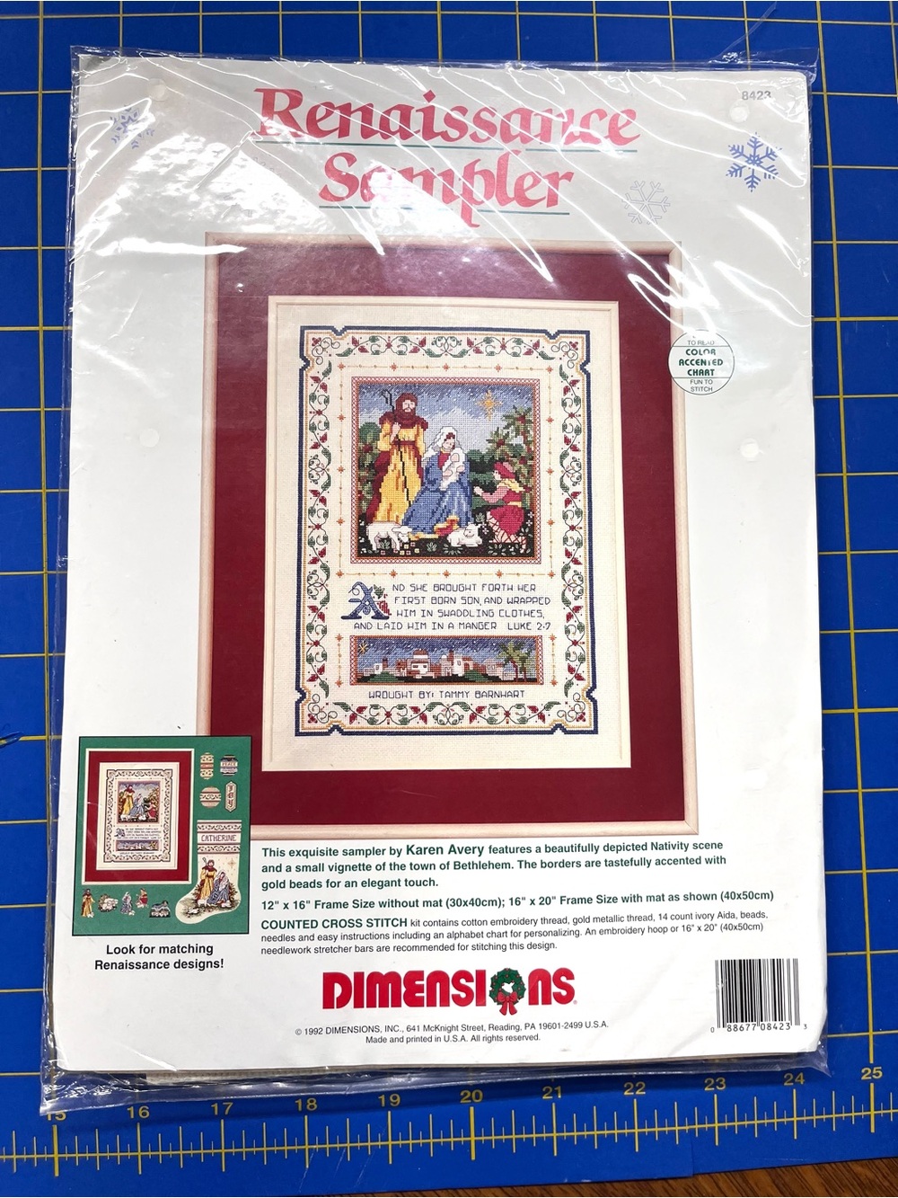 Dimensions Counted Cross Stitch Kit- Renaissance Sampler-Nativity 1992, Sealed